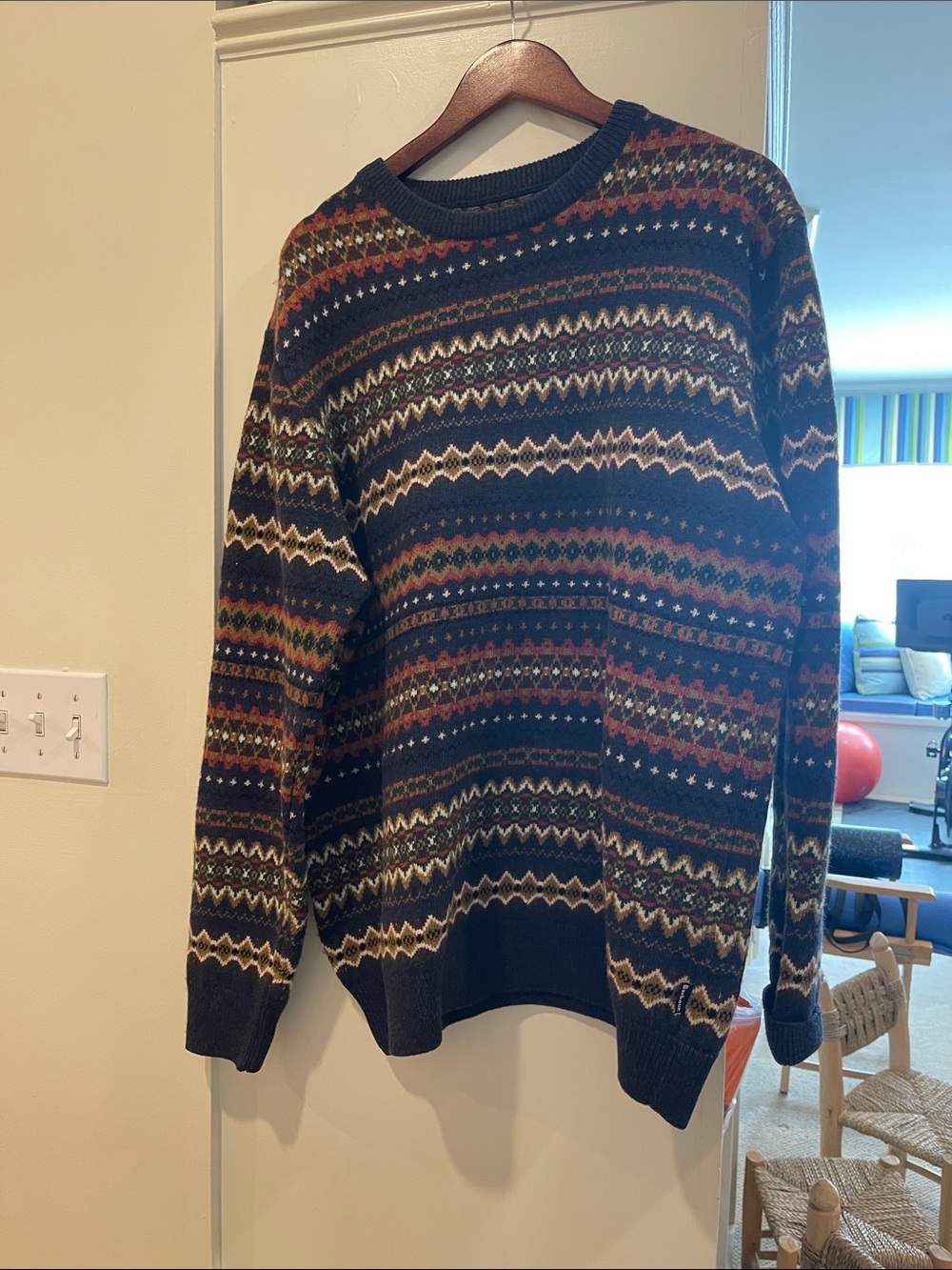 Barbour Navy Multicolor Fair Isle Crewneck Sweater